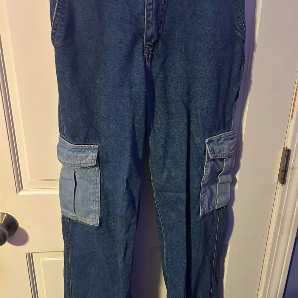 Forever 21 Navy Denim Utility Cargo Pants